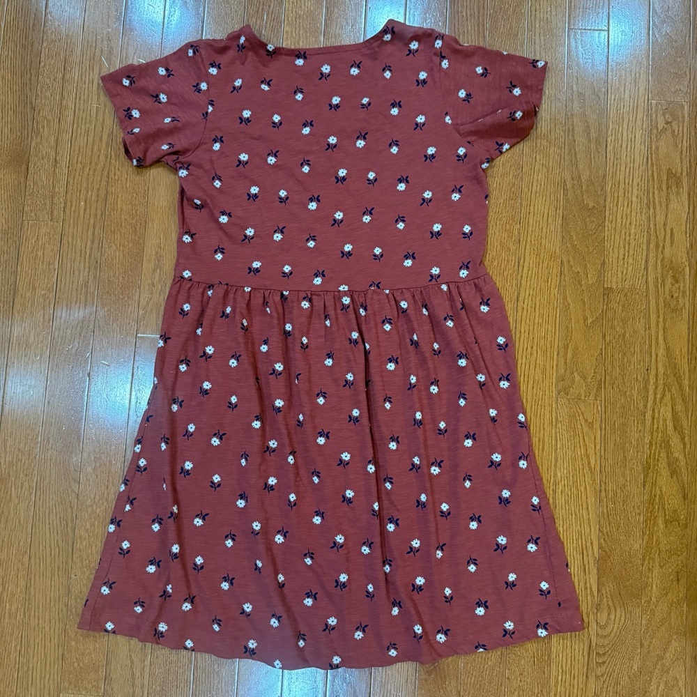 Dip 100% Organic Cotton Dress Womens XS Short Sleeves Button Front Floral Red - Picture 5 of 7
